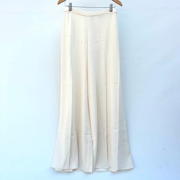 Haute Hippie Wide Leg Front Slit Cream Trousers Pants 6 High Waisted Flowy - Picture 2 of 12